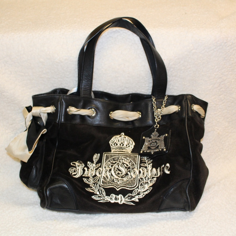 Juicy Couture Daydreamer Black Velour Tote